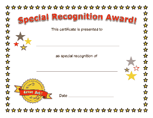 Special Recognition Award Certificate Template