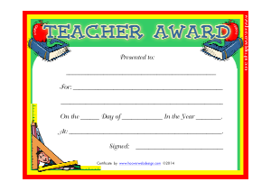 Teacher Award Certificate Template