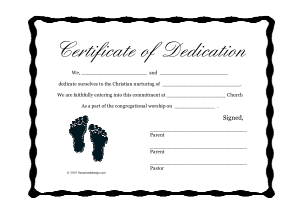 Baby Girl Dedication Certificate Template