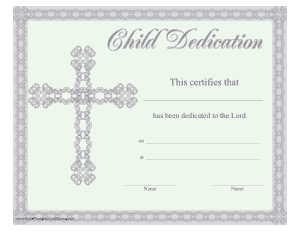 Church Baby Dedication Certificate Template