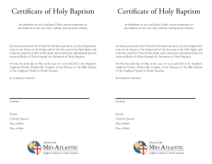 Certificate Of Holy Baptism Template