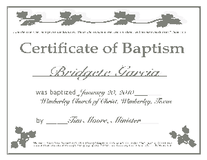 Free Download PDF Books, Generic Baptismal Certificate Template