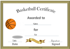 Basketball Certificate Free Template