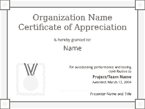 Organization Certificate of Appreciation Template