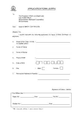 Birth Certificate Application Form Template