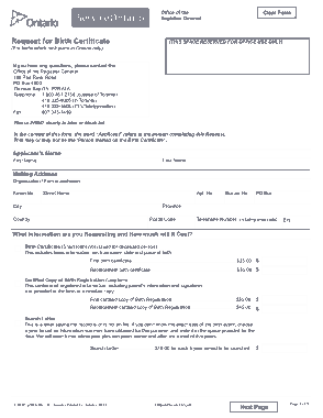 Request for Birth Certificate Template