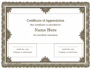 Certificate of Appreciation Simple Template