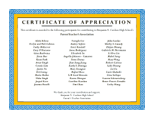 Free Sample Certificate of Appreciation Template