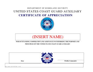 Guard Certificate of Appreciation Template