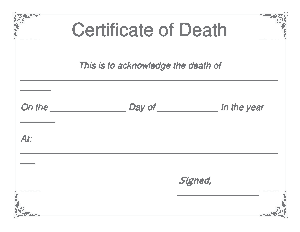 Certificate of Death Template