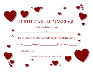 Marriage Certificate Heart Shape Template