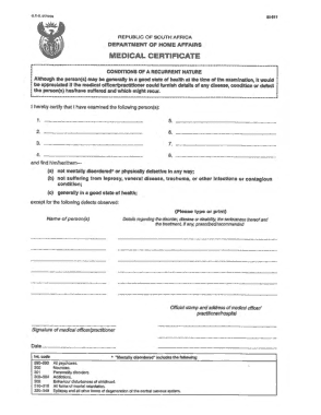 Medical Certificate Form Example Template