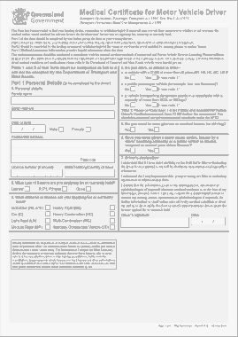 Medical Certificate Form for Motor Vehicle Driver Template