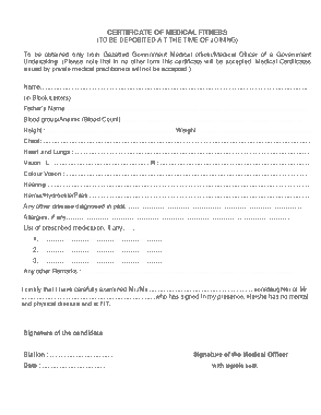 Certificate of Medical Fitness Form Template