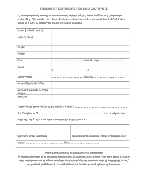 Medical Fitness Certificate Format for Students Template