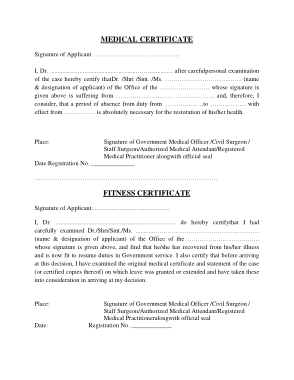 Medical Fitness Certificate from Doctor Template