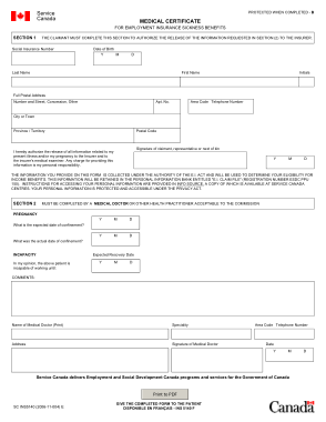 Medical Certificate for Employment Insurance Template