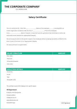 Free Download PDF Books, Annual Employee Monthly Salary Certificate Template