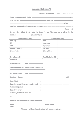 Annual Employee Salary Certificate Template