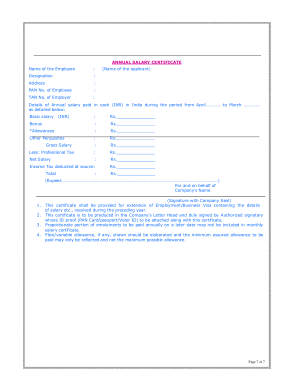Annual Salary Certificate Template