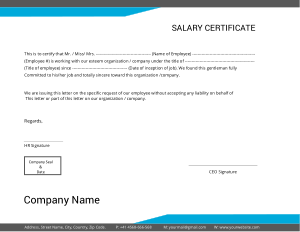 Free Download PDF Books, Blank Salary Certificate Format Template