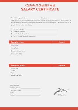 Corporate Company Name Salary Certificate Template