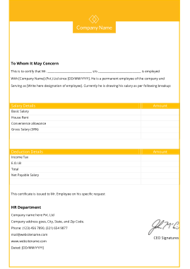 Free Employee Annual Salary Certificate Template