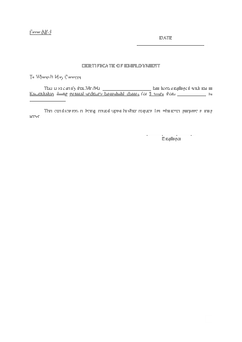 Certificate of Employment Form Template