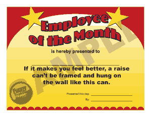 Employee of the Month Award Certificate Sample Template