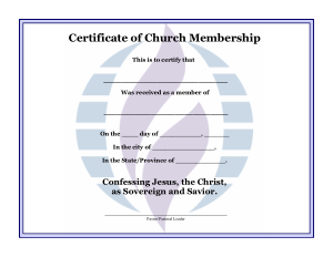Example of Church Membership Certificate Template