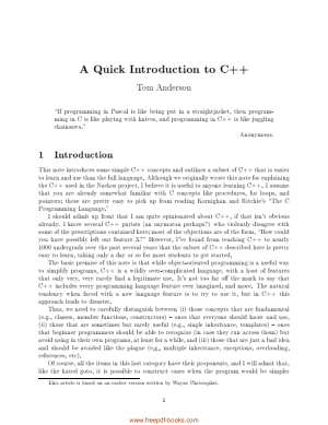 A Quick Introduction To C++, Pdf Free Download