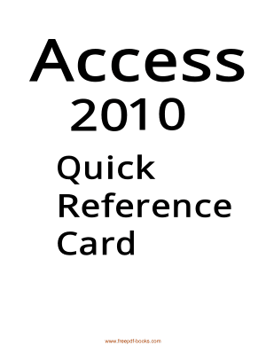 Access 2010 Quick Reference Card, MS Access Tutorial