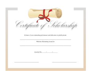 Certificate of Scholarship Format Template