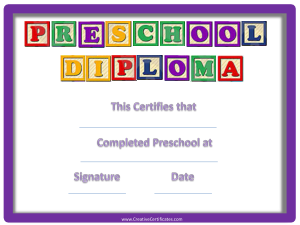PreSchool Graduation Certificate Template