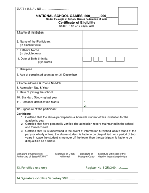 School Sports Eligibility Certificate Template