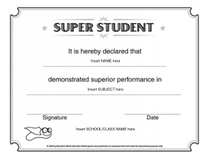 Super Student Certificate Template