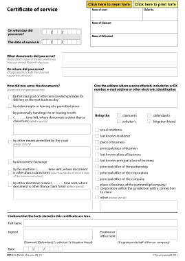 Certificate of Service Electronic Form Template