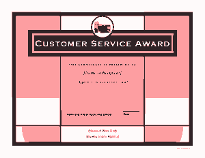 Customer Service Award Certificate Template