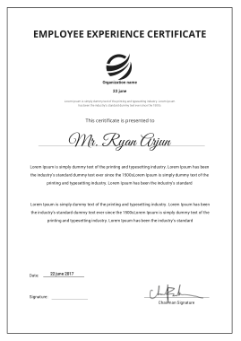 Employee Experience Certificate of Service Template