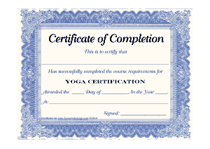 Yoga Teacher Training Certificate Template
