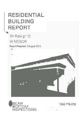 Pre Purchase Residential Building Inspection Report Form Template