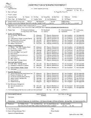Construction Site Inspection Report Form Template