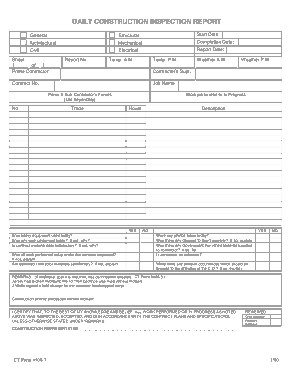 Daily Construction Inspection Report Form Template