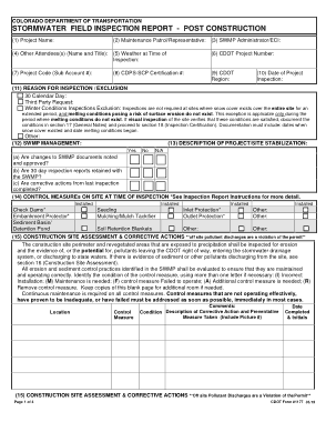 Post Construction Field Inspection Report Form Template