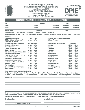 Sample Construction Inspection Report Form Template