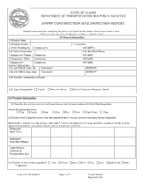 Sample Construction Site Inspection Report Form Template