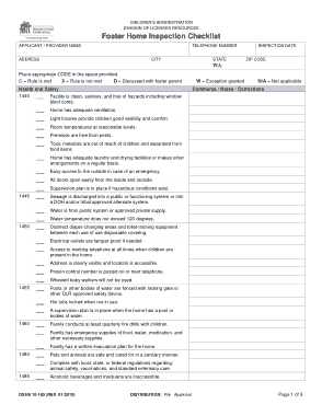 Foster Home Inspection Checklist Form Template