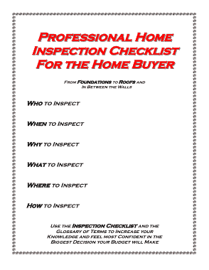 Home Buyers Inspection Checklist Form Template