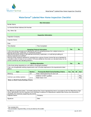 New Home Inspection Checklist Form Template