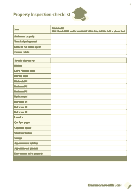 Property Home Inspection Checklist Form Template